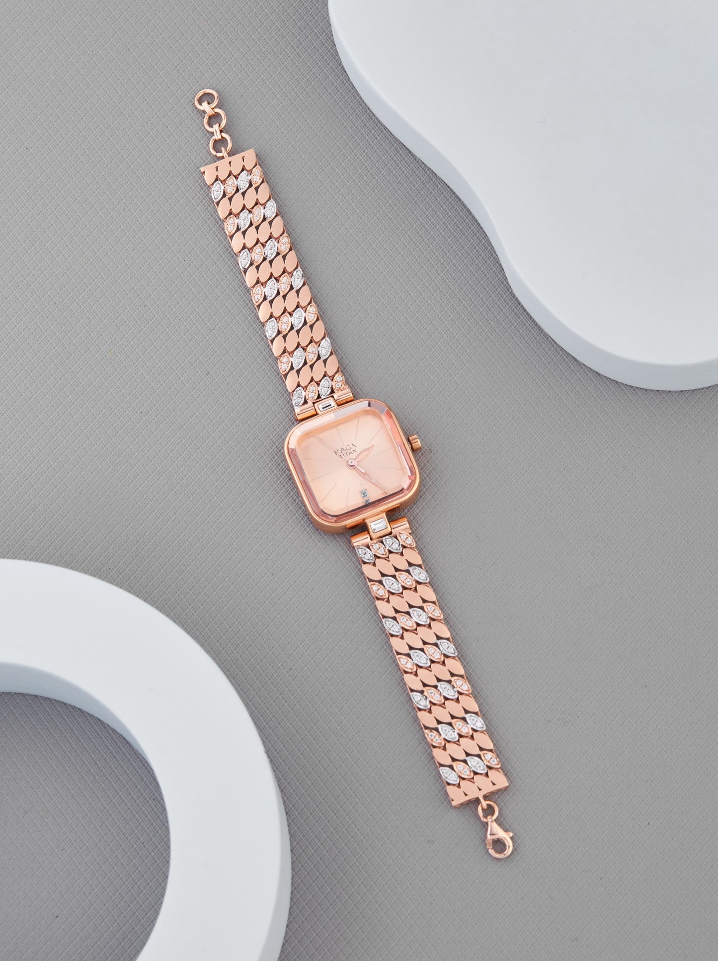 Titan Raga Women’s Rose Gold Square Dial Analog Watch with Designer Strap