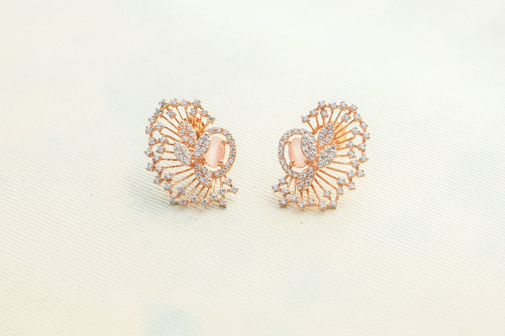 Rose Gold-Toned Cut-Out and Diamond Earrings