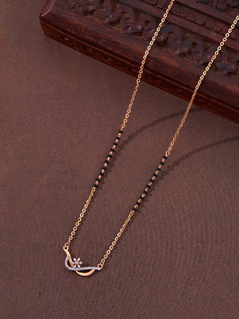 Rose Gold Mangalsutra with a Floral Pendant