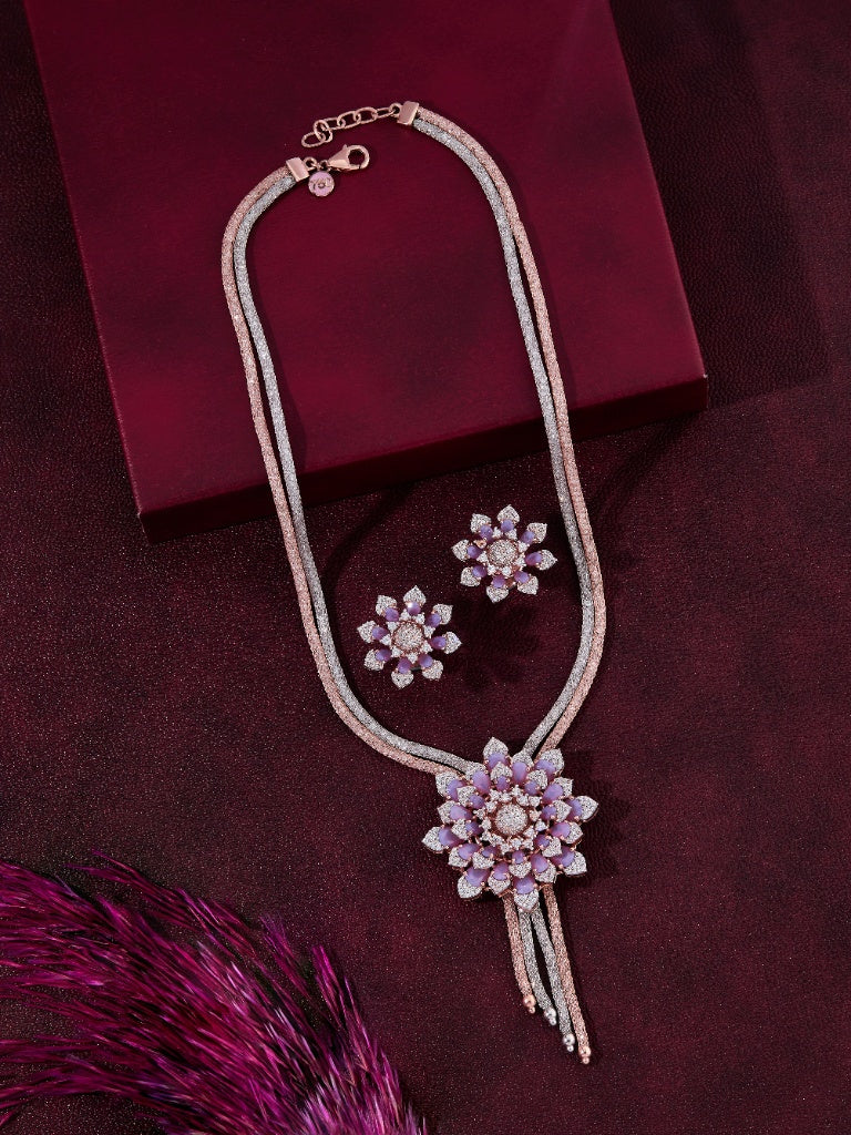 Floral Gemstone and Diamond Necklace Set