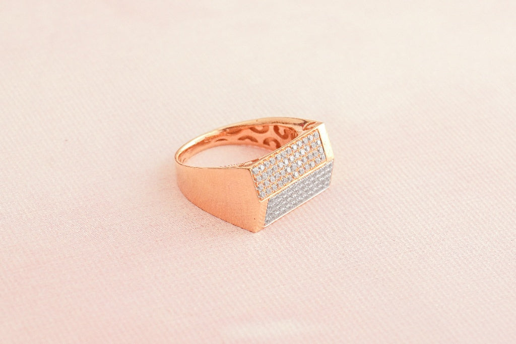Rose Gold-Toned Geometric Ring with Diamonds