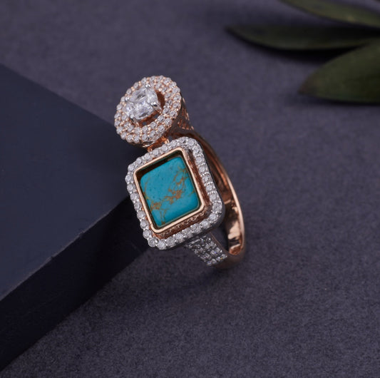Rose Gold-Toned Dual-Stone Ring