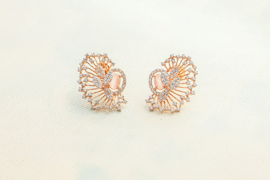 Rose Gold-Toned Cut-Out and Diamond Earrings