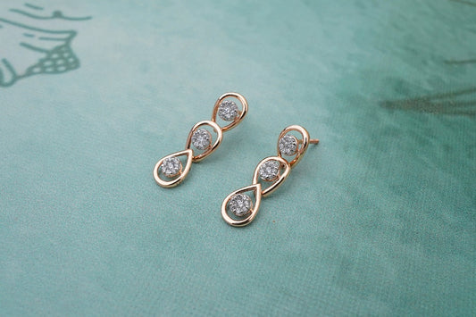 Rose Gold-Toned Diamond Drop Earrings