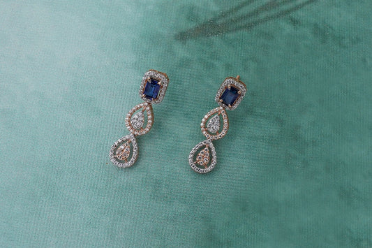 Rose Gold-Toned Sapphire and Diamond Earrings