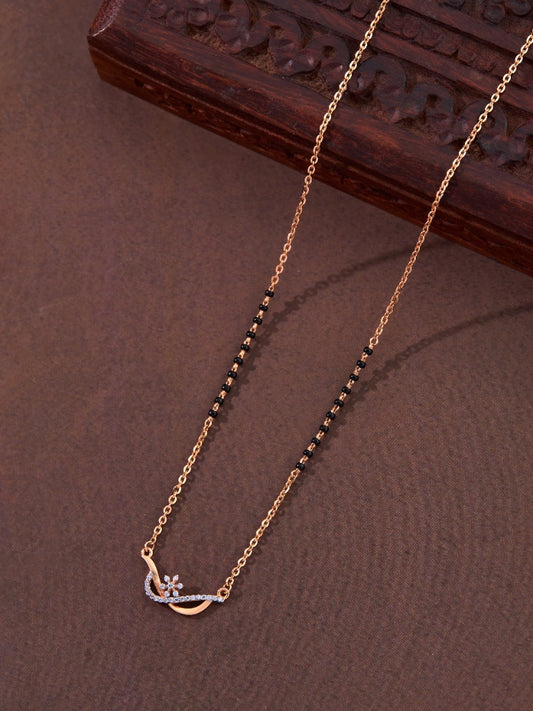 Rose Gold Mangalsutra with a Floral Pendant