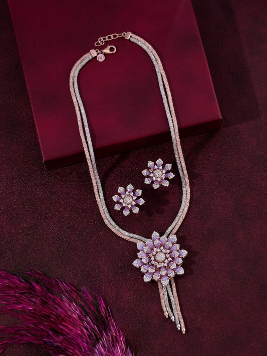 Floral Gemstone and Diamond Necklace Set