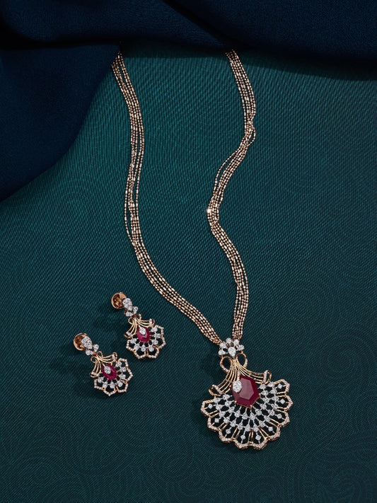Rose Gold-Toned and Ruby Pendant Set