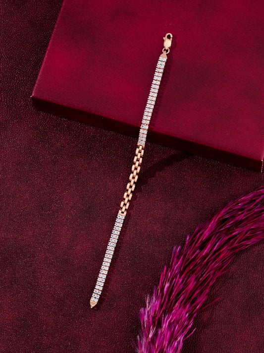 Modern Rose Gold and Diamond Bracelet