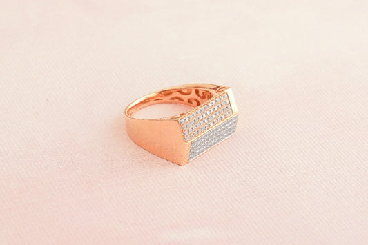 Rose Gold-Toned Geometric Ring with Diamonds
